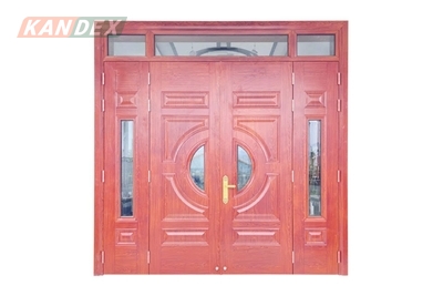 Cửa Thép Vân Gỗ 4 Cánh Lệch – Nét Chạm Tinh Hoa Truyền Thống