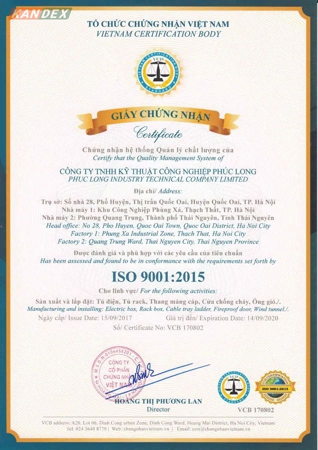Cửa chống cháy thép đạt tiêu chuẩn ISO 9001: 2015