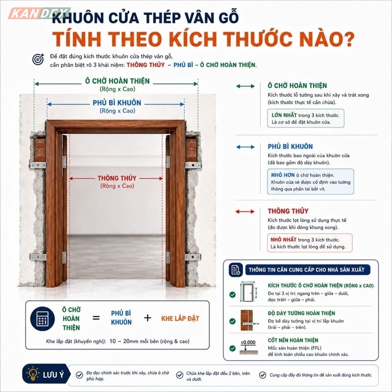Khuôn Cửa Thép Vân Gỗ Chừa Ô Xây Bao Nhiêu Là Chuẩn?