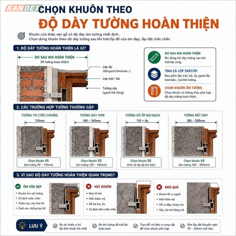 Khuôn Cửa Thép Vân Gỗ Chừa Ô Xây Bao Nhiêu Là Chuẩn?
