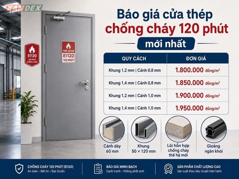 Báo Giá Cửa Thép Chống Cháy 120 Phút(EI120) Mới Nhất 2026