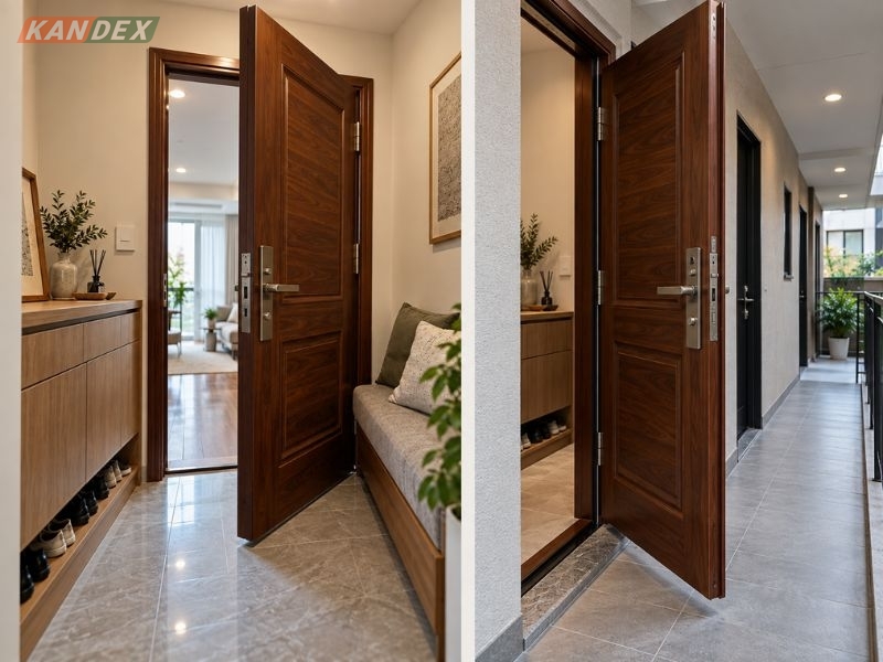 Cửa Thép Giả Gỗ - Cách Chọn Chiều Mở Không Vướng Nội Thất