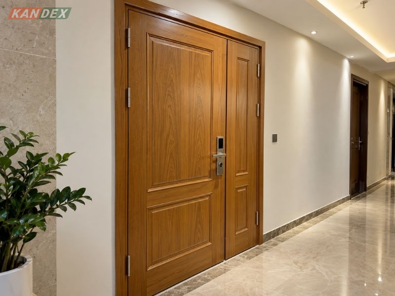 Cửa Thép Vân Gỗ 2 Cánh Lệch – Lưu Ý Lắp Đặt Tại Tầng Cao