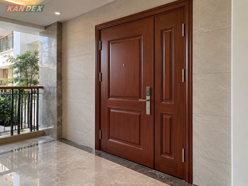 Cửa Thép Vân Gỗ 2 Cánh Lệch – Lưu Ý Lắp Đặt Tại Tầng Cao