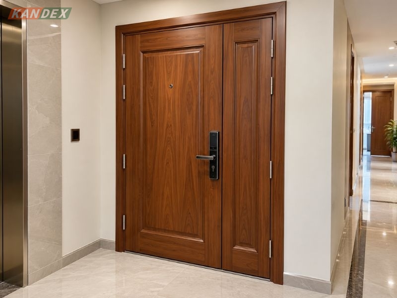 Cửa Thép Vân Gỗ 2 Cánh Lệch – Lưu Ý Lắp Đặt Tại Tầng Cao