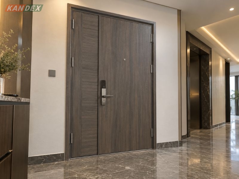 Cửa Thép Vân Gỗ 2 Cánh Lệch – Lưu Ý Lắp Đặt Tại Tầng Cao